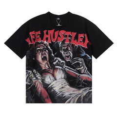 Life Hustlers Vampire Monster Horror Graphic Tee - Black