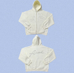 Aimé Leon Dore Angel Wing Cursive Zip-Up Hoodie - Cream