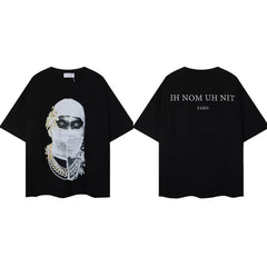 IH NOM UH NIT Jeweled Mask Cuban Link Graphic Tee - Black