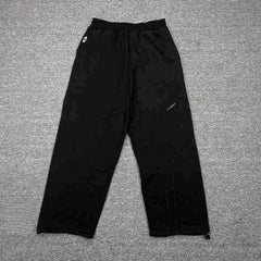 Mertra Wide-Leg Zipper Hem Track Pants - Black