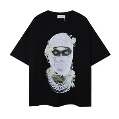 IH NOM UH NIT Pearl Mask & Floral Portrait Graphic Tee - Black