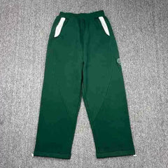 Mertra Contrast Pocket Straight-Leg Sweatpants - Forest Green/White