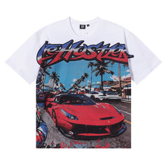 Life Hustlers Supercar Racing Graphic Tee - White