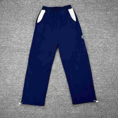 Mertra Contrast Pocket Straight-Leg Sweatpants - Navy Blue/White