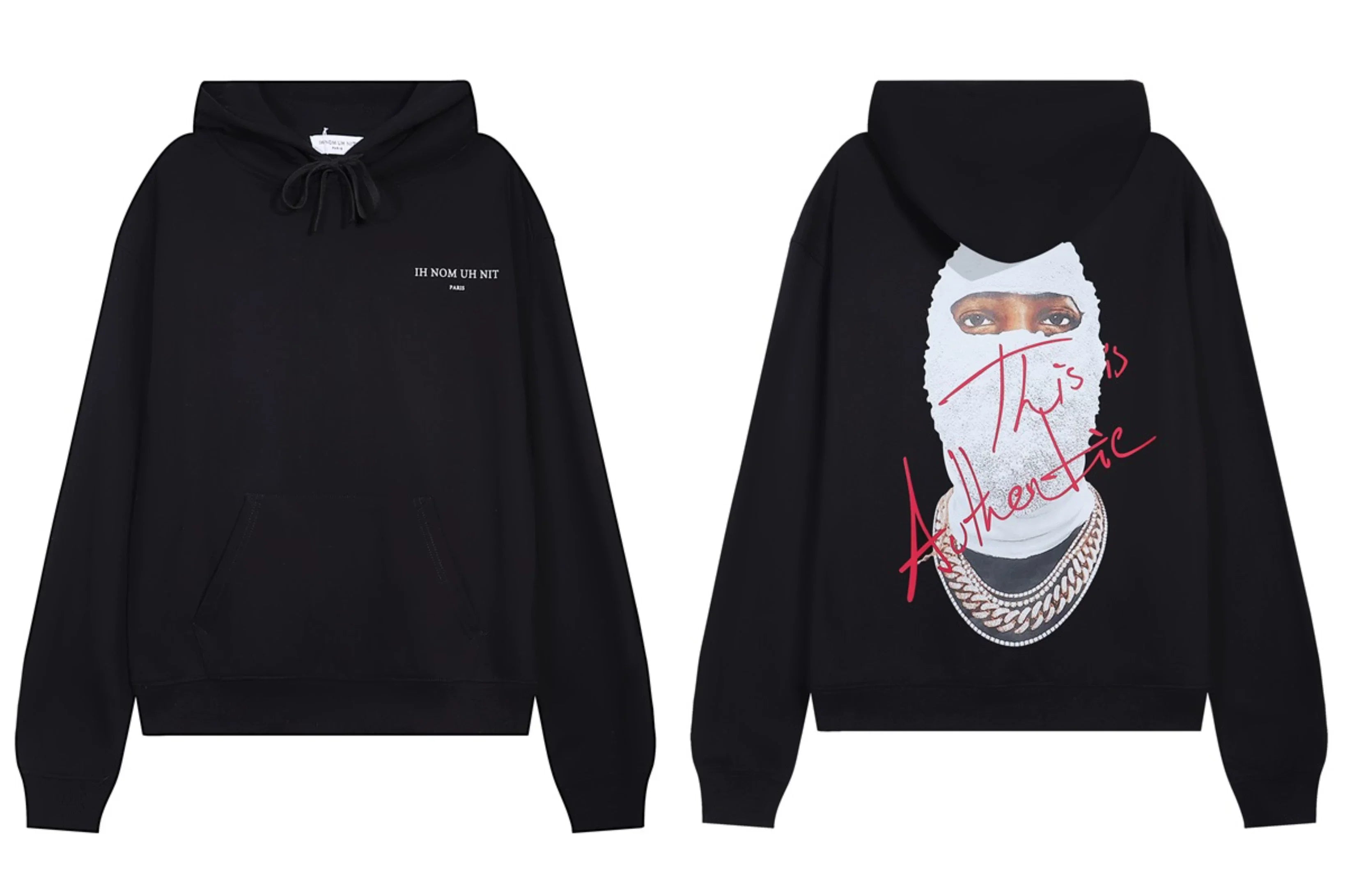 IH NOM UH NIT Authentic Script Mask Hoodie - Black