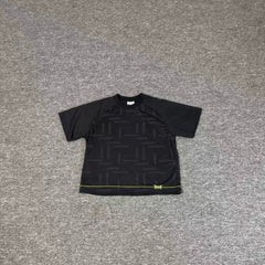 Mertra Patterned Raglan Tee - Black