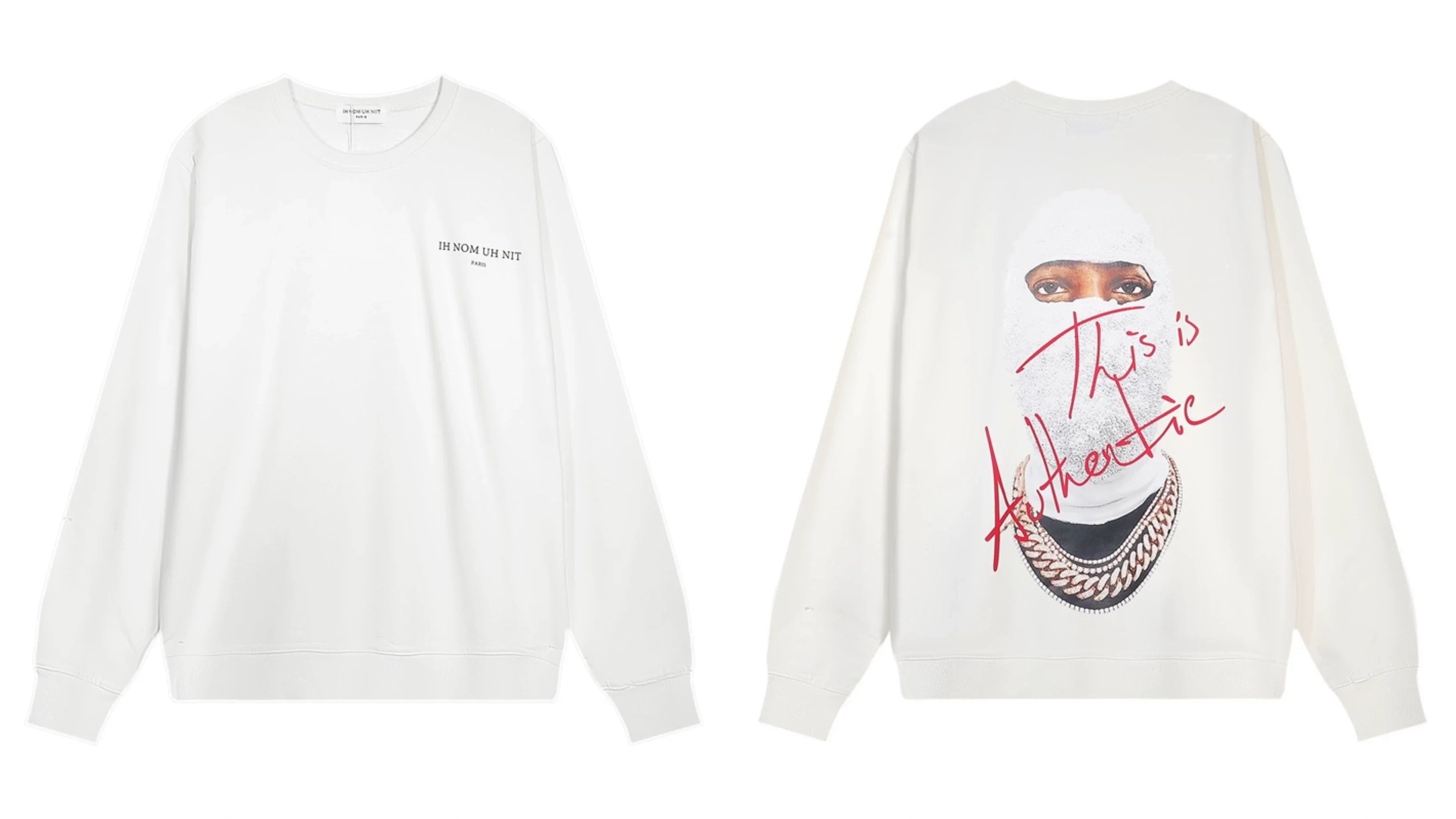 IH NOM UH NIT Authentic Script Mask Sweatshirt - Off-White