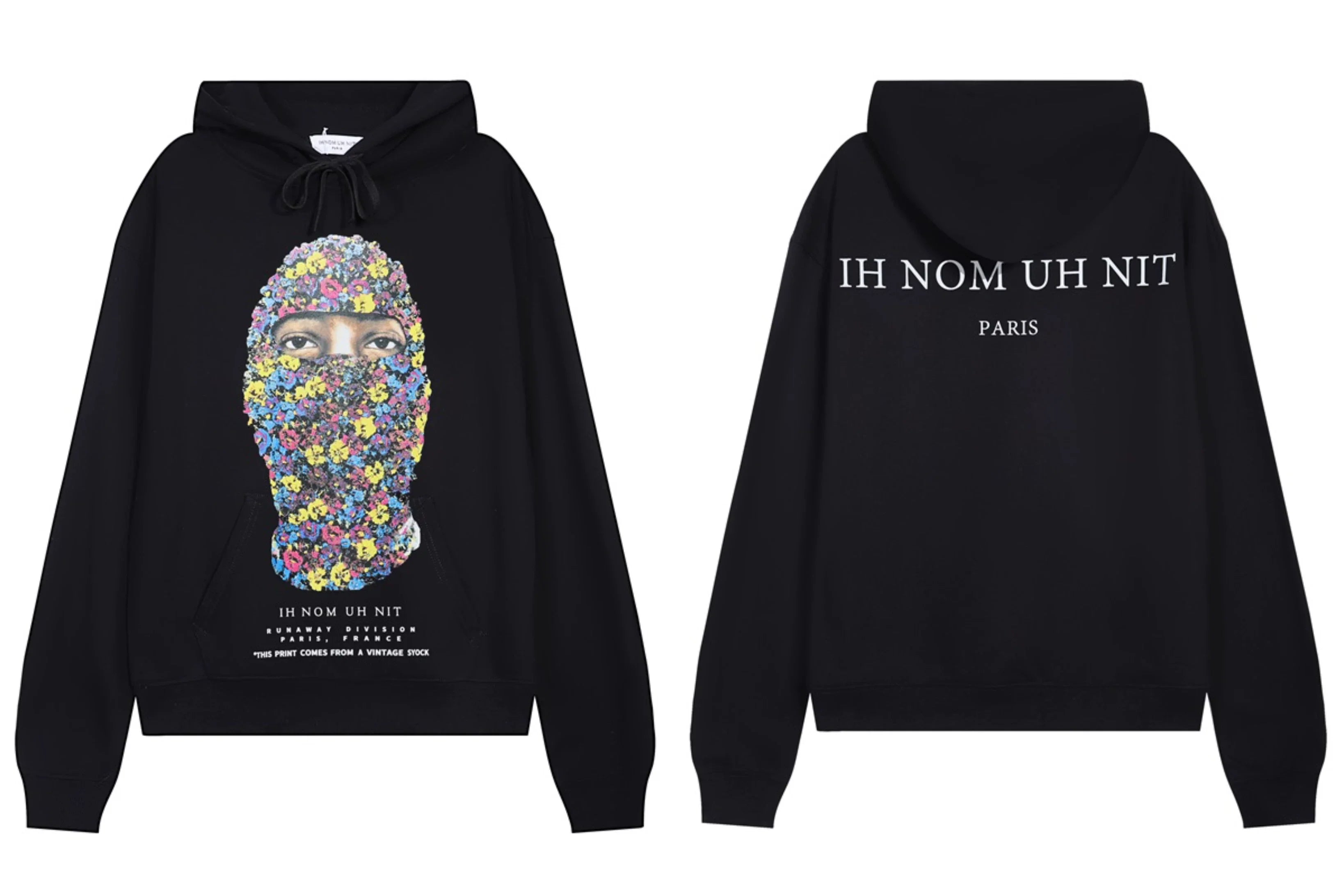 IH NOM UH NIT Floral Mask Graphic Hoodie - Black