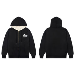 Aimé Leon Dore Thermal-Lined Script Zip-Up Hoodie - Black