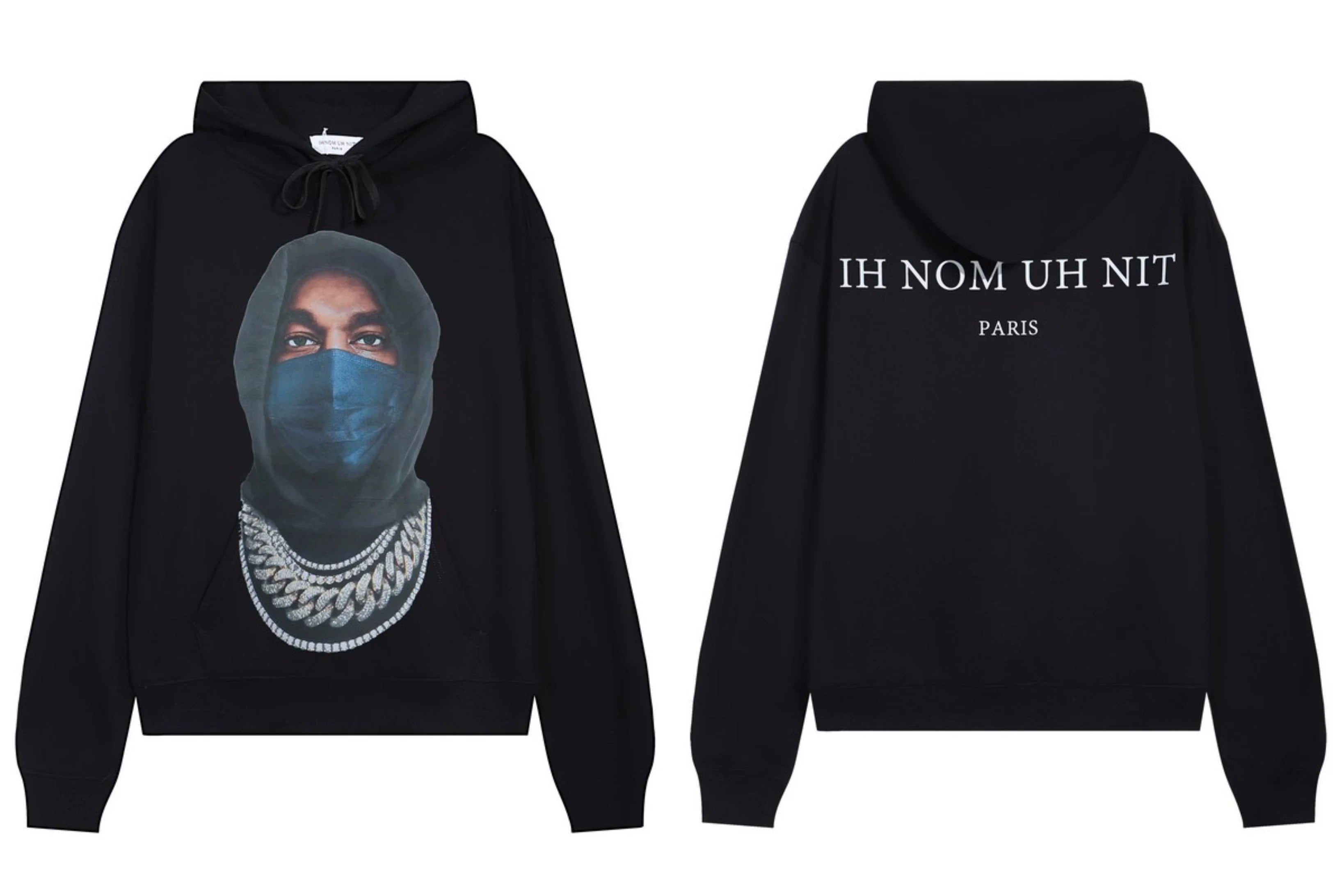 IH NOM UH NIT Masked Figure Cuban Link Hoodie - Black