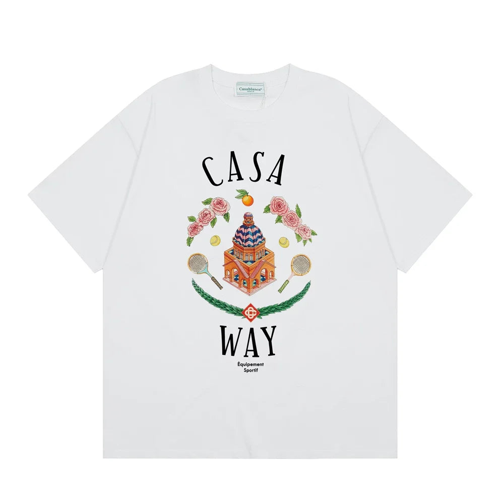 Casablanca "Casa Way" Architectural & Floral T-Shirt - White