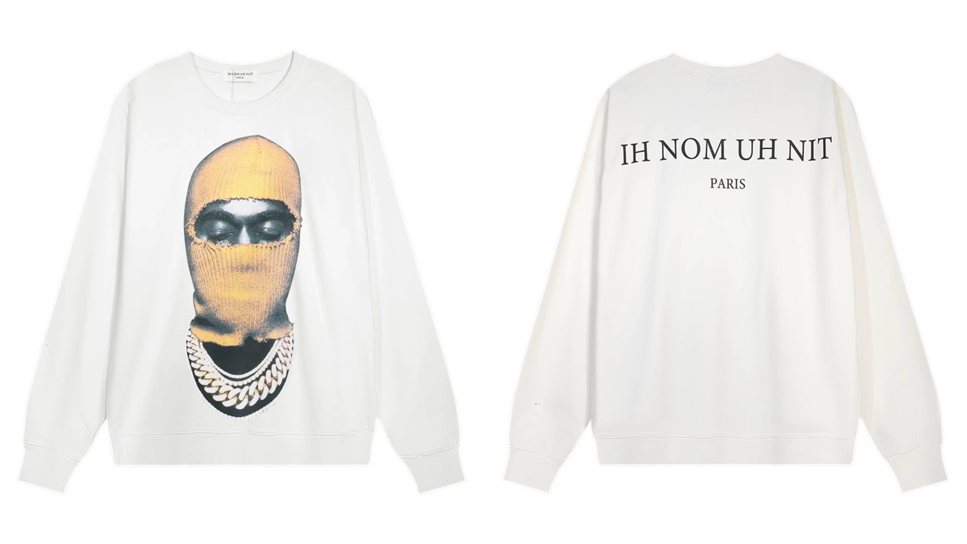 IH NOM UH NIT Yellow Mask Cuban Link Sweatshirt - Off-White